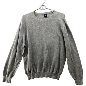 Gap Oversized Sweater Womens L Gray Crewneck Waffle Knit Relaxed Cotton